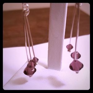 Violet Swarovski Crystal Drop Dangle Earrings 925